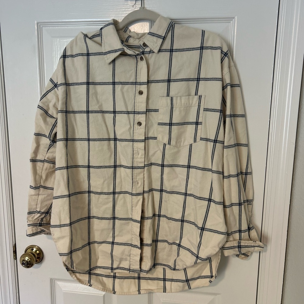 Universal Thread Cream and Navy Plaid Shirt